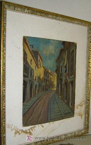 Art: 1195.- OLEO S/CARTON TEXT. 27x22 ,,,CALLE PUEBLO,,, KRONE